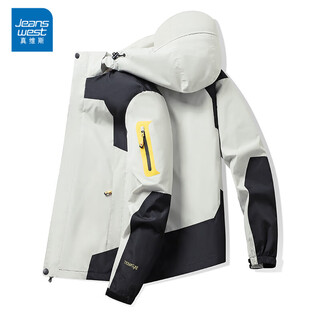 Jeanswest jacket men's 2025 new mountaineering jacket unisex spring and autumn windproof outdoor casual men's jacket swkjk552d men's ivory white xl
