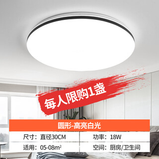 微伙LED吸顶灯餐厅客厅灯灯简约现代大气超薄圆北欧阳台卧室过道灯具 30cm18w白光