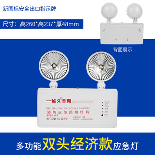 Suoyada's new national standard fire emergency light led lighting charging power outage device safety exit evacuation indication double-headed lamp double-headed emergency light (economical model)