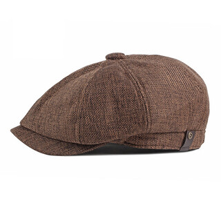 Royal sail octagonal hat men's summer thin breathable imitation linen sun protection hat men's forward hat british retro casual beret women's brown one size fits all adjustable