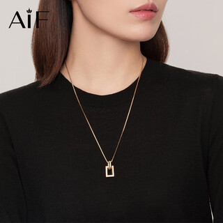 Aif sweater chain women's small square buckle necklace women's autumn and winter sweater chain hanging chain long neck chain pendant clothing accessories pendant jewelry titanium steel small square buckle sweater chain