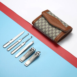South korea kowell nail clippers stainless steel nail clippers personal care grooming combination 6-piece set kb601 brown