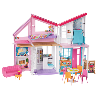 【8成新】芭比(Barbie)女孩礼物过家家玩具芭比娃娃梦幻城堡芭比娃娃玩具-新马里布市政屋FXG57