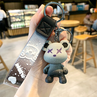 Dimple cartoon creative resin color-changing bear doll keychain pendant cute couple car pendant gray