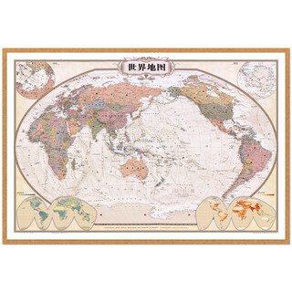 可图钉标记旅游打卡地图记录规划中国世界地图留念书房礼物背景墙 世界复古 122x82cm 软木板（可扎地图钉） 送50颗地