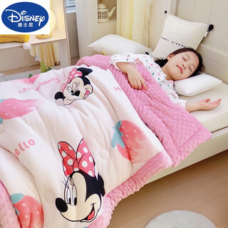 Disney beanie quilt winter quilt soy fiber quilt kindergarten cartoon quilt core children's single spring and autumn baby blanket four seasons strawberry minnie 150*200cm quilt cover blanket