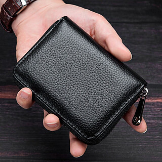 Tenggexiang card holder for men, bank card id holder for women, business card holder, anti-degaussing, large capacity, business multifunctional driver's license leather case, black