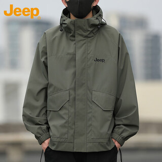 Jeep (jeep) jacket men's jacket autumn and winter loose casual workwear charge men's and women's couple clothes dark green xl