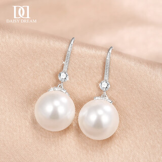 Daisy dreams 999 silver shijia large pearl earrings for women 2025 new hot style earrings for ear hole earrings temperament earrings 14mm 999 silver pearl ear hooks