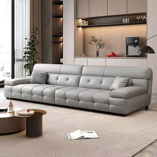 New high back lawrence leather first layer cowhide sofa modern straight row home living room italian minimalist sofa glacier gray (fashion has always been a classic) sponge version 2.2m straight row cat scratch leather