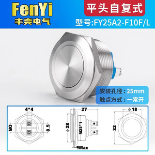 Metal button switch 8/10/12/16/19/22mm self-resetting self-locking waterproof small contact mini button start button toy car modification anti-25mm metal flat head screw foot-self-resetting