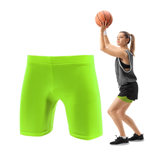 Women's solid color quick-drying bottoming thin sports fitness stretch yoga tight protective tackle three-point shorts multi-color fluorescent green women's s suitable for 150-160cm40-50kg