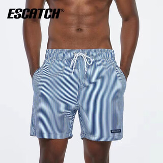 Escatch quick-drying beach shorts, men's swimming trunks, can enter the water, beach shorts, swimming trunks, men's anti-embarrassing surf pants, spa equipment, st6 vertical strips (triangular lining) xl (suitable for weight 73-83kg)