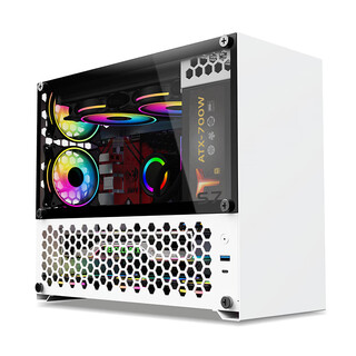 Fish nest s7 chassis handle portable chassis white desktop mini side transparent small chassis m-atx motherboard 240 water cooling long 4090 graphics card mid-tower atx power supply s7 white single chassis