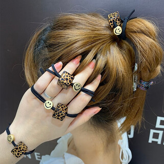 Jiuvia headband women's high-end rubber band hair holster, sweet and durable high ponytail hair accessory, simple hair rope head accessory fq#smiley face 2 pieces