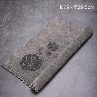 Tangfeng cotton and linen tea cloth tea towel absorbent and thickened household tablecloth coffee table rag lotus tea cloth custom logo lotus tea towel (grey)