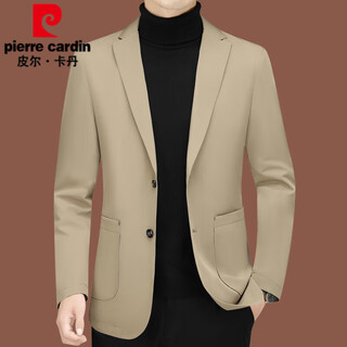 Pierre cardin casual suit men's new men's suit middle-aged single suit spring and autumn jacket slim dad top khaki zj9889 3xl 190