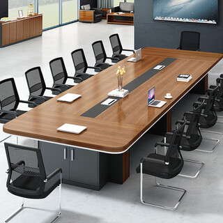 Office furniture conference table long table simple modern office desk rectangular plate conference room table and chair combination 2.4 meters table + 8 chairs