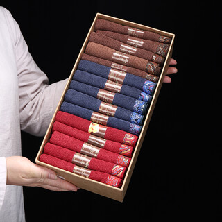 Recreational products absorbent tea towel high-end cotton and linen pure cotton tea cloth thickened pot towel coffee table tea tablecloth kung fu tea set accessories embroidered absorbent tea towel 1 box red 5 blue 5 coffee 5 pieces