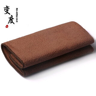 Variation thickened tea towel, absorbent tea cloth, cotton and linen tea mat, kettle scrubbing, anti-scalding saucer pad, tea ceremony kung fu tea set accessories, coffee color cotton tea towel length 30 width 30cm