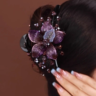 Liangshihuan high-end retro clip women's 2025 new handmade butterfly shark clip elegant hair clip headwear birthday gift flower clip