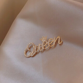 Quamer light luxury temperament letter brooch outlets women's accessories temperament letter brooch (gold color)