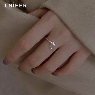 Lnieer999 pure silver dolphin silver ring women's fishtail index finger ring open ring ring as a jewelry gift for girlfriend and best friend s999 silver dolphin ring gift box + gift bag
