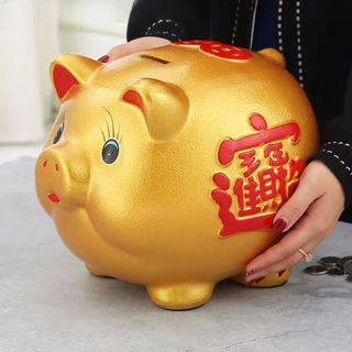 Ceramic golden pig piggy bank for adults. piggy bank, piggy bank, large coin and banknote gift. can be entered and exited. comes with cushion. must grab when entering the store. the circumference is about 40cm (approximately 20,000 yuan can be deposited)