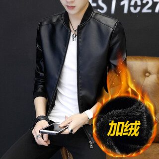Fanchun wears more autumn and winter work clothes, short jackets for men, motorcycle suits, pilot men's leather jackets, imported velvet imitation leather jackets, men's baseball uniforms, jackets, clothing p6810 p18 black-velvet xl