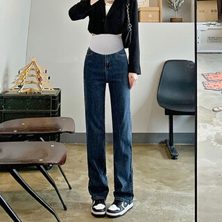 Maternity pants spring and autumn 2024 new autumn belly support jeans autumn and winter outer wear leggings straight pants autumn wear blue gray (spring and autumn) m