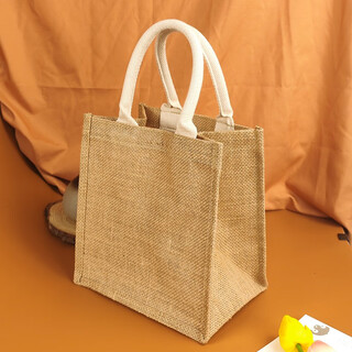 Jieerjie jute bag handbag simple foldable shopping bag grocery bag storage bag environmentally friendly travel a6 (21*23*15cm)