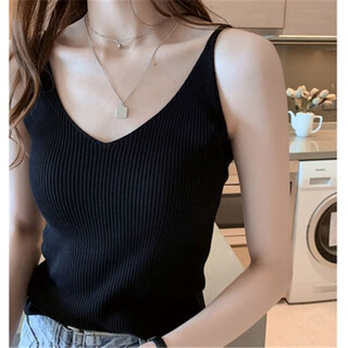 Mijilin knitted vest for women 2023 spring and summer new style fashionable v-neck sleeveless suspender top with bottoming shirt