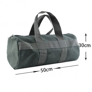 Runhuanian thickened canvas tool bag hardware car auto repair multi-functional tool wear-resistant storage bag portable tool bag extra thick round bag 50*30 cm (widened webbing at the bottom of the pocket)