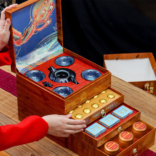 Boxin dragon and phoenix double cake white tea gift box fuding white tea tangerine peel white tea shoumei old white tea tea gift tea hundred birds chaofeng (three famous teas