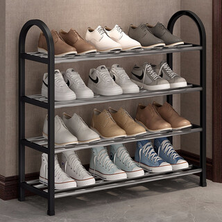 Suoernuo shoe rack simple slipper rack rental room storage shoe rack living room home entrance dormitory economical shoe rack four-story recommended model black k570 length 57 height 57