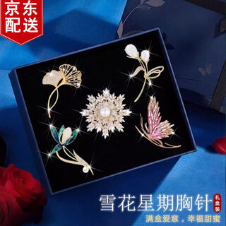 Jingshengya zhou brooch women's high-end corsage suit suit accessories light luxury temperament women's birthday gift girls practical high-end brooch five-piece set gift box