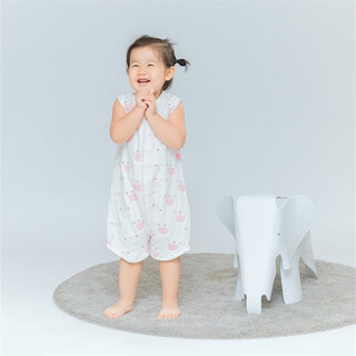 Yazan, the same model in the shopping mall, summer style baby sleeping bag, anti-jump all-in-one belly protection, easy to put on and take off, bamboo cotton gauze anti-kicking quilt, pink crown-zipper sleeping bag (three layers of gauze), 60 yards, 33*64, suitable for 0-3 years old