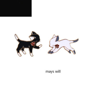 Jack viney japanese ins black and white with cat brooch cute men and women personalized lapel pin black cat + white cat