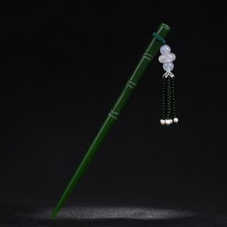 Fu tiaoer's original hand-designed bamboo turquoise jade green sandstone tassel hairpin for women in ancient style hanfu walking hairpin gift 1