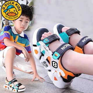 G.duck boys' sandals 2024 new fashion soft sole non-slip summer middle and large children's boys' baby sandals children's beach shoes trendy 8 sandals - blue 26 size 16.5cm inner length