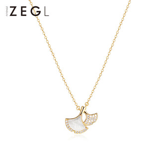 Zegl ginkgo leaf necklace women's 925 silver jewelry pendant pendant clavicle chain autumn and winter new style for best friend birthday gift