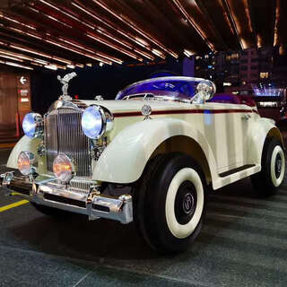 Jingxuan retro classic car electric children's four-wheel car rolls-royce retro classic car children's electric car four-wheel beige unpainted four-wheel drive