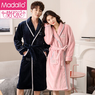 Modal couples pajamas autumn and winter new flannel thickened velvet warm pajamas plus size long winter home clothes dbx24526-15526-1 female xl + male xxl
