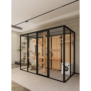 Panoramic cat villa cat house home cat cage large indoor cat villa cat cabinet luxury glass cat room customized length 246 depth 120 height 183 includes entry package installation