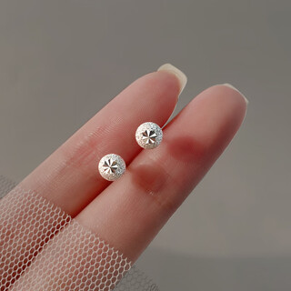 Yinao (yinao) 999 sterling silver earrings for women 2025 new trendy silver temperament earrings suitable for round faces to support pierced ears 999 round bead earrings