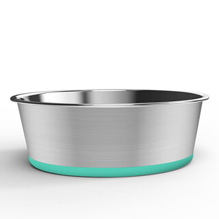 Auman lisa pet bowl full bottom silicone non-slip thickened stainless steel dog bowl medium-sized dog bowl large dog anti-knock over bb green bottom xl-recommended pet weight 150jin jin is equal to 0.5 kg