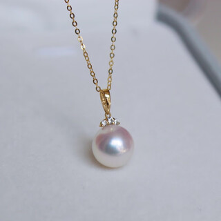 Bhiodha seawater pearl necklace 18k gold freshwater pendant head eyelash style zircon bright single zhuji freshwater pendant head freshwater style