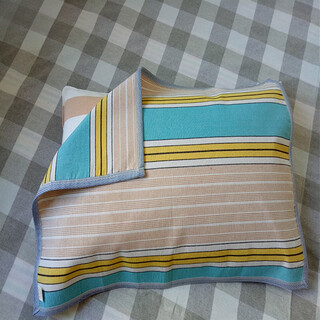 Frangomu thickened old coarse cloth pillow towel linen single encrypted pillow towel for all seasons, sweat-absorbent and breathable 47*74 pair, thick blue and yellow pair