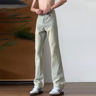 Digada american retro yellow mud jeans micro-flavored velvet jeans men's autumn and winter hot street autumn pants men's casual straight dffs-749 yellow mud color m recommended 95 jin jin equals 0.5 kg -110 jin jin equals 0.5 kg