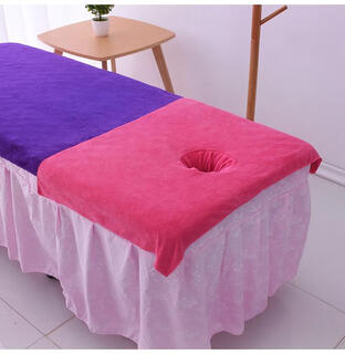 Bingxingmeng beauty salon bed sheet massage bed physiotherapy with hole opening beauty bed special bed turban lying towel large towel rose red 90x60cm (with hole)